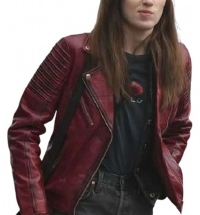Bank of Dave (Alexandra) Phoebe Dynevor Red Leather Jacket